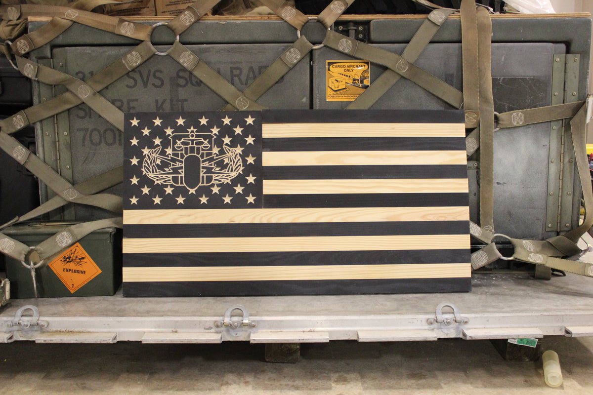 Wooden American Flag Federal Hazardous Devices School Badge 1.1 Woodworks